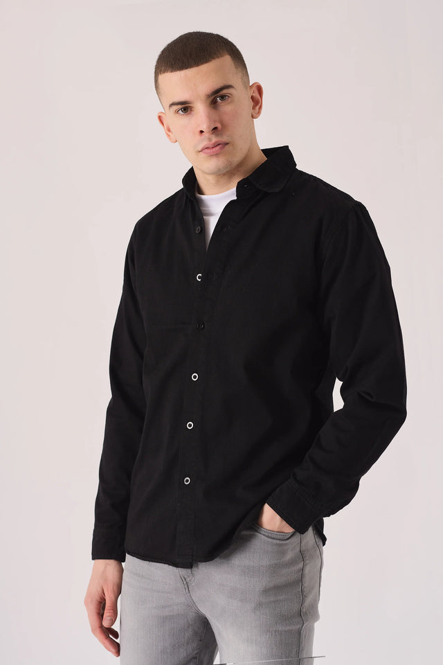 SLIM FIT DENIM SHIRT - BLACK