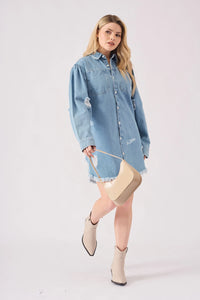 OVERSIZED DENIM SHIRT - LIGHT BLUE