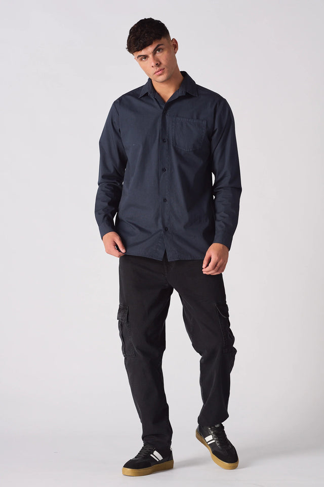 COTTON SHIRT - NAVY BLUE